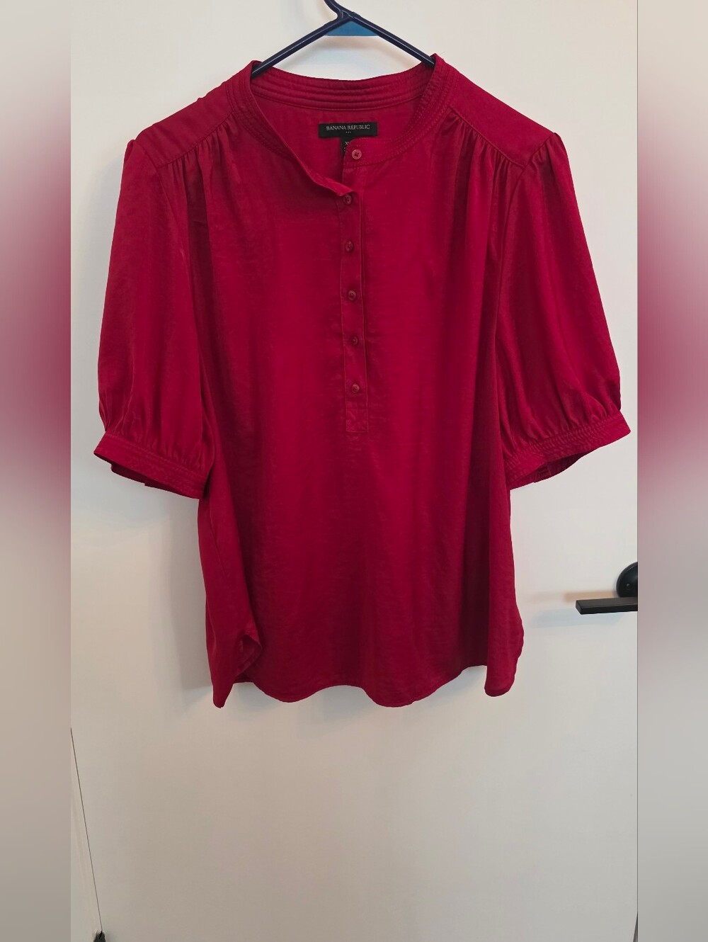 Banana Republic Red Puff-Sleeve Top